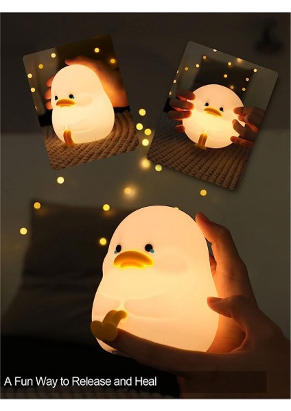 Happy Duck Çocuk Gece Lambası, Çocuklar Için Silikon Gece Lambası, Yatıştırıcı Yatma Zamanı Için Sevimli ve Kısılabilir Silikon Lamba B (Yurt Dışından)
