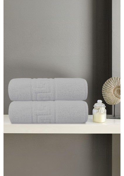 2'li Greek Gri El Havlusu - 50 x 90 cm , 225 Gr, Pamuk, Spa ve Otel Havlusu