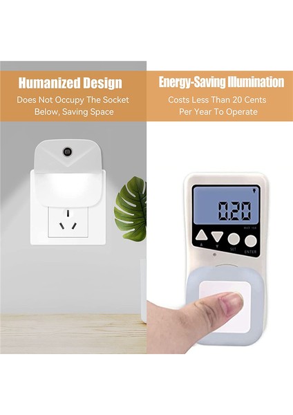 Gece Lambası Takılabilir Akıllı Işık Paketi, Koridorlar, Yatak Odaları Için 4 Otomatik Açma ve Kapama Duvar Işığı, Us Plug, (Beyaz Işık) (Yurt Dışından)
