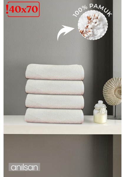 4'lü Bej Saçaklı Düğün Havlusu 94GR Pamuk 40 x 70 cm El ve Yüz Havlusu