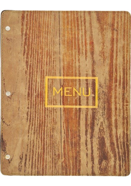 Ahşap Desenli A4 Deri Menü (Wood-2)