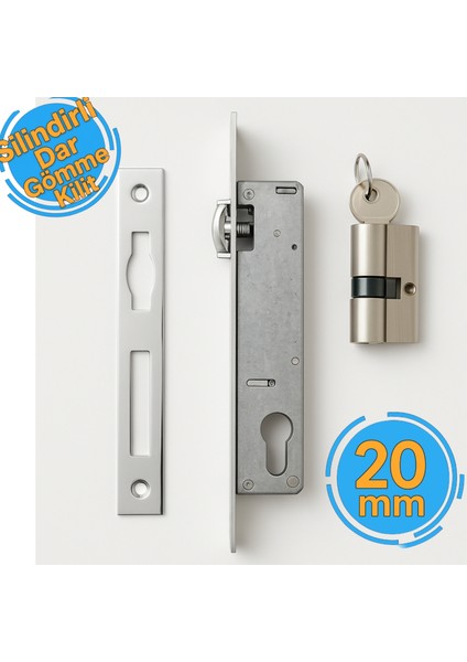 Makaralı Silindirli Dar Gömme Kilit 20 mm