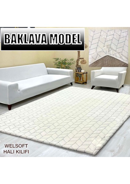 Baklava Model Kumaştan Welsoft Lastikli Halı Örtüsü