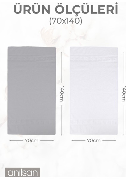 6'lı Greek Gri-Beyaz Banyo Havlusu - 70x140 Cm, 490 Gr, %100pamuk, Spa Ve Otel Havlusu indirimleri