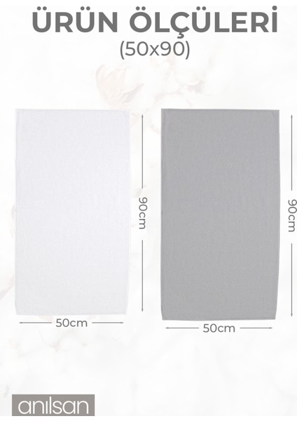 6'lı Gri-Beyaz El Havlusu - 50 x 90 cm , 225 Gr, Pamuk, Spa ve Otel Havlusu fiyatları