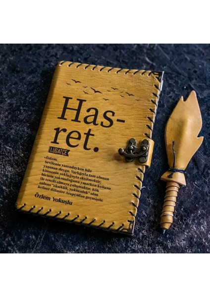Lügatçe Hasret Isme Özel Deri Defter