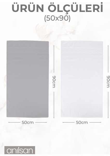 6'lı Greek Gri-Beyaz El Havlusu - 50 x 90 cm , 225 Gr, Pamuk, Spa ve Otel Havlusu fiyatları
