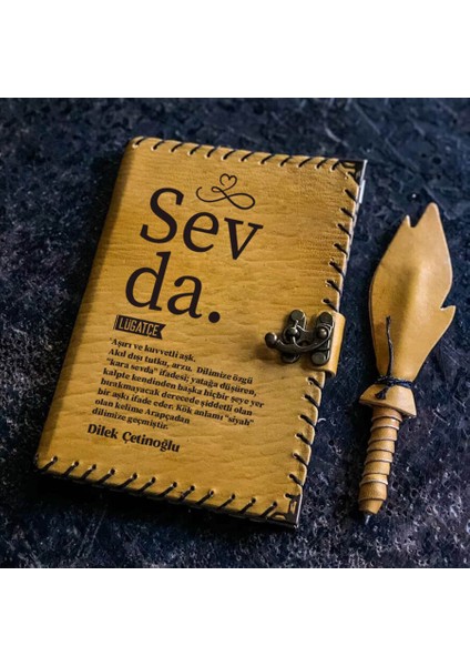 Lügatçe Sevda Isme Özel Deri Defter
