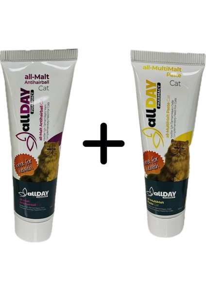 Allday Ikili Set Kedi Tüy Önleyici Malt ve Multivitamin 100GR