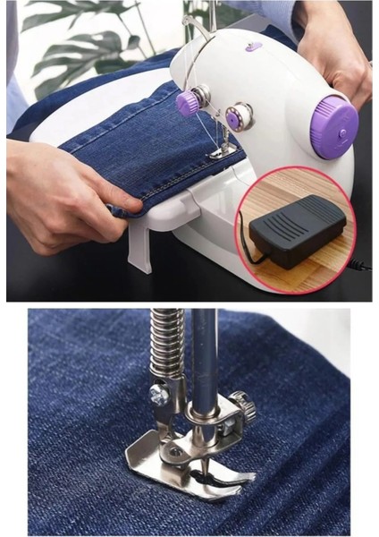 Mini Ev Dikiş Makinesi Pedallı Sewing Machine Portatif A+ Çok Fonksiyonlu