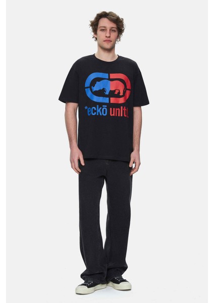 Foster Siyah Bisiklet Yaka Baskılı Oversize Erkek Tshirt fiyatları