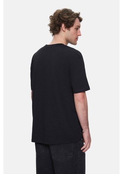 Foster Siyah Bisiklet Yaka Baskılı Oversize Erkek Tshirt modelleri