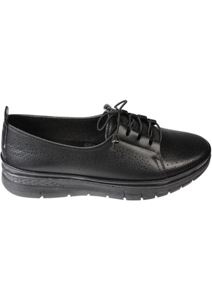 Yazkış Kadın Siyah Krem Cilt Delikli Dil Kısmı Taşlı Üzeri Lastik Bağcık Comfort Taban Ayakkabı fiyatları