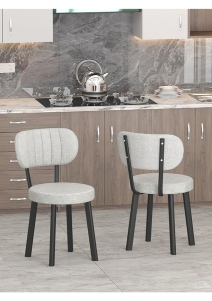 Azra 70 x 110 cm Bendir Mutfak Masası, Mutfak Masası Takımı, Yemek Masası, 4 Açık Gri Sandalye