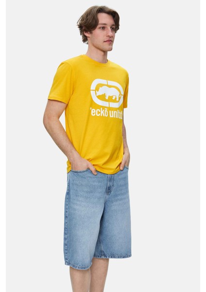 Marc Sarı Bisiklet Yaka Baskılı Standard Fit Erkek Tshirt