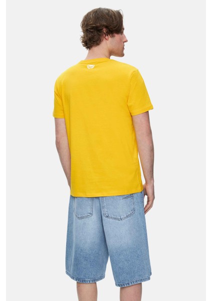 Marc Sarı Bisiklet Yaka Baskılı Standard Fit Erkek Tshirt modelleri