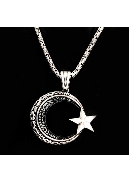 925 Ayar Gümüş Ayyıldız Kral Zincir Kolye