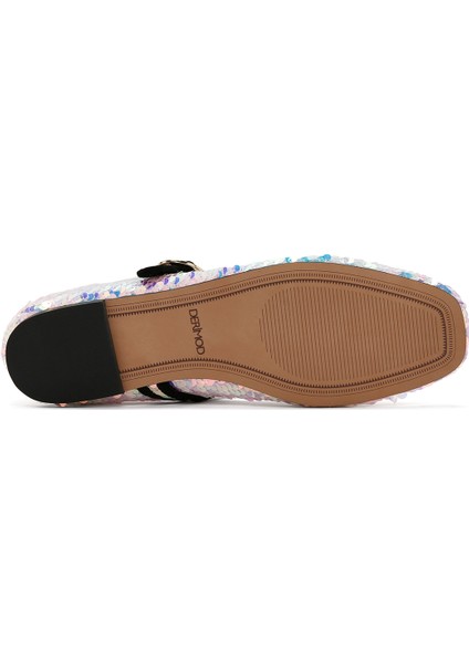 Kadın Pembe Payet Desenli Deri Babet 24Sfd550046