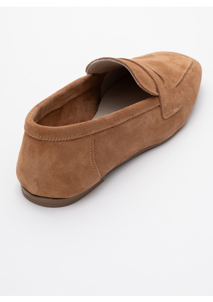 Morne Toprak Süet Deri Kadın Loafer Ayakkabı
