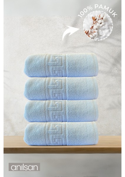 4'lü Greek Mavi Banyo Havlusu - 70x140 Cm, 490 Gr, %100pamuk, Spa Ve Otel Havlusu