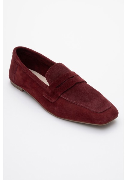 Morne Bordo Süet Deri Kadın Loafer Ayakkabı modelleri