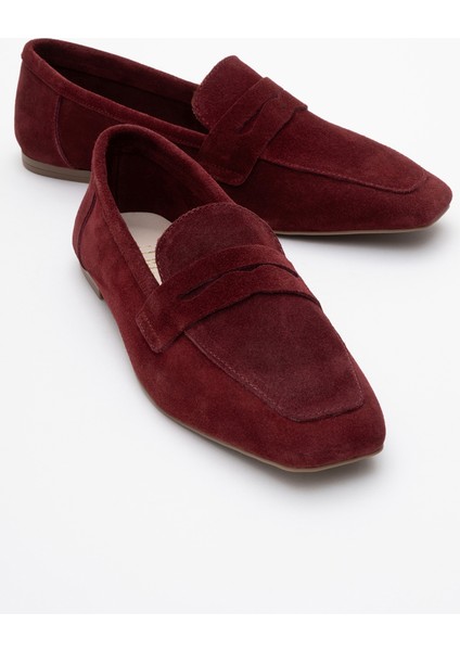 Morne Bordo Süet Deri Kadın Loafer Ayakkabı