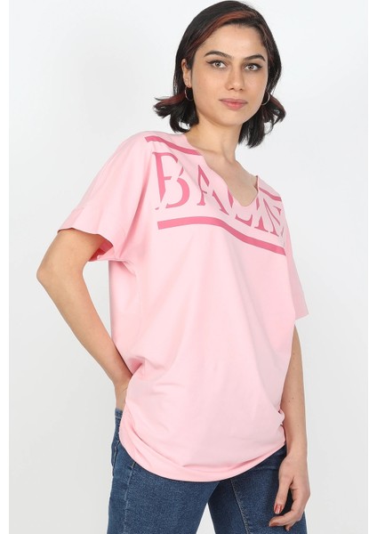 Baskılı Tshirt Pembe