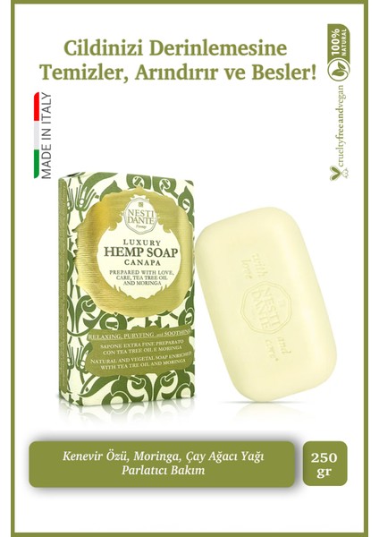 Luxury Hemp Canapa Katı Sabun 250gr | Antioksidan Ve Detoks | Kenevir Özlü