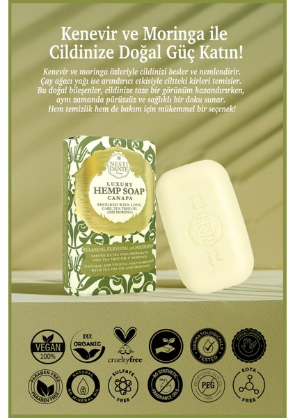 Luxury Hemp Canapa Katı Sabun 250gr | Antioksidan Ve Detoks | Kenevir Özlü indirimleri