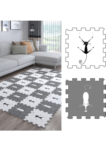 Dijital Baskılı Kedi Desenli Mutfak-Oturma Odası-Salon Halısı/yapboz Halı/puzzle Halı/ Japon Halı