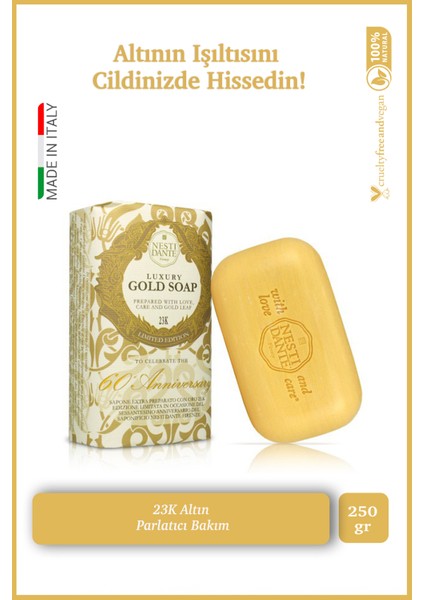 Luxury Gold Katı Sabun 250gr | Aydınlatıcı Ve Besleyici | Altın Özlü