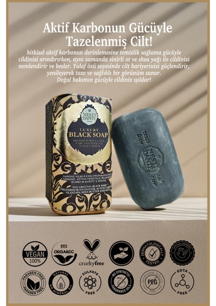 Luxury Black Vegan Gözenek Arındırıcı Nemlendirici,Gözenek Arındırıcı Sabun Vegan Bakım 250 Gr indirimleri