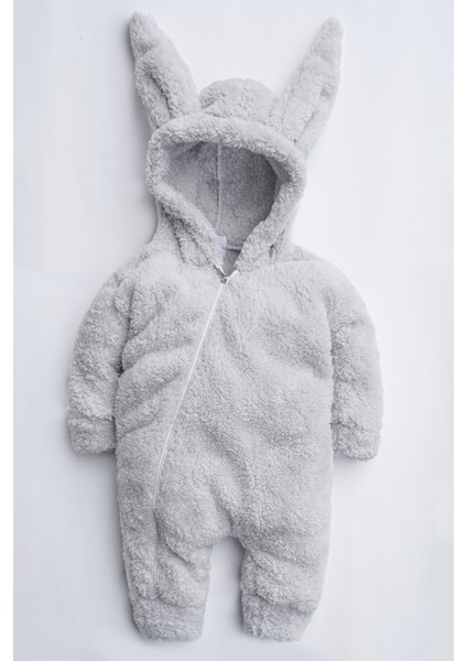 Kız Erkek Bebek ve Çocuk Kapüşonlu Peluş Tavşan Tulum