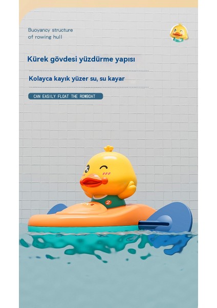 Çocuklar Küçük Sarı Ördek Banyo Banyo Saat Kayık Oyuncak (Yurt Dışından)
