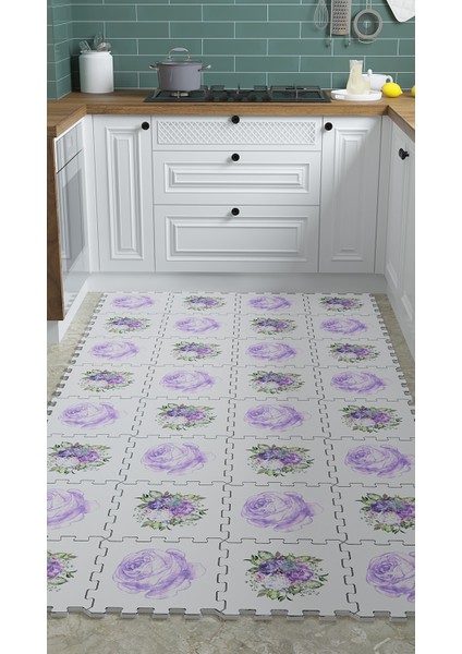 Dijital Baskılı Gül Desenli Mutfak-Oturma Odası-Salon Halısı/yapboz Halı/puzzle Halı/ Japon Halı