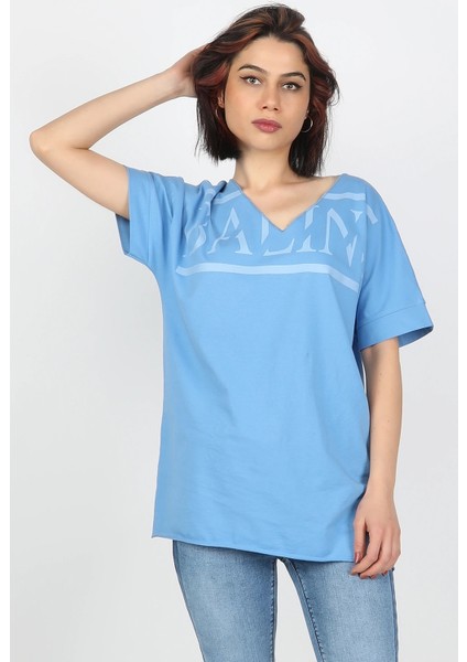 Baskılı Tshirt Mavi