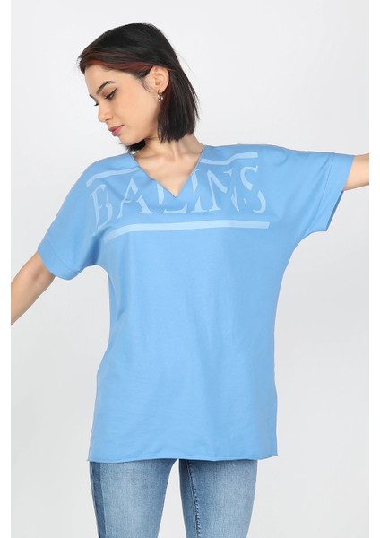 Baskılı Tshirt Mavi