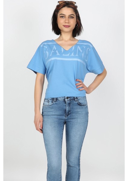 Baskılı Tshirt Mavi