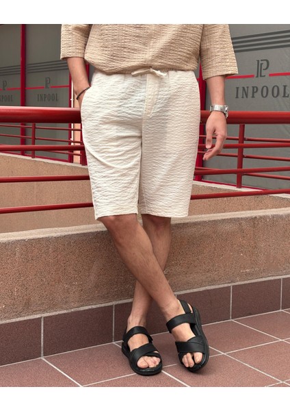 Erkek, beli lastikli, Regular fit, gofreli dokuma kumaş, keten karışımlı, Şort-Bermuda 297 fiyatları