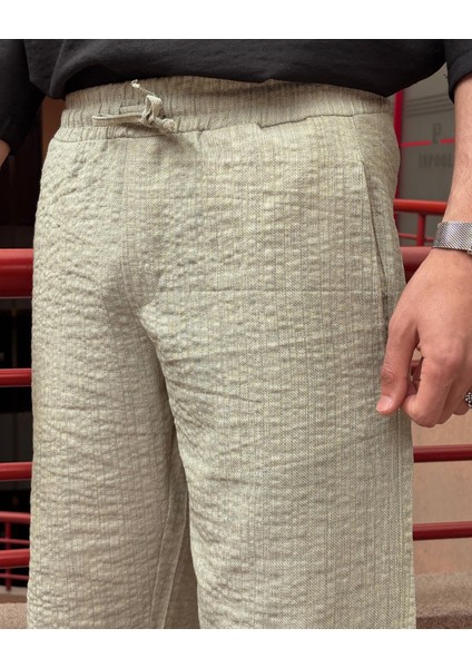 Erkek, Beli Lastikli, Regular Fit, Gofreli Dokuma Kumaş, Keten Karışımlı, Şort-Bermuda 297