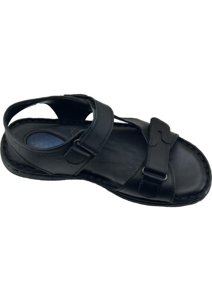 Tüvit Tarzı Jel Taban Hakiki Deri Erkek Sandalet Siyah fiyatları