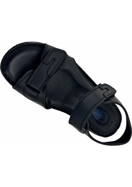 Tüvit Tarzı Jel Taban Hakiki Deri Erkek Sandalet Siyah modelleri