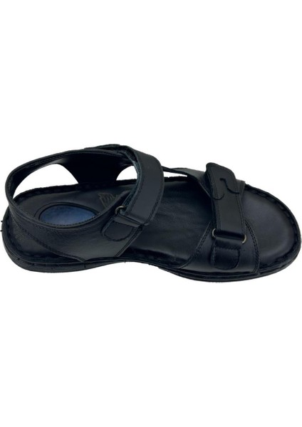 Tüvit Tarzı Jel Taban Hakiki Deri Erkek Sandalet Siyah fırsatları