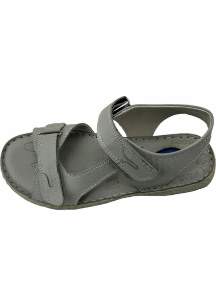 Tüvit Tarzı Jel Taban Hakiki Deri Erkek Sandalet Gri indirimleri