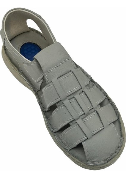 Roma Tarzı Jel Taban Hakiki Deri Erkek Sandalet Gri modelleri