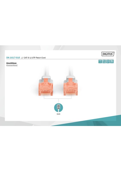 1m CAT6 Utp DK-1617-010 Gri Patch Kablo