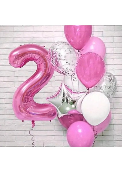 Rakam Balon Fuşya Pembe Yaş Balon Seti