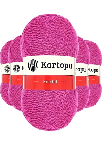 5 Adet Kristal Çift Katlı El Örgü Lif İpi Fuşya K440