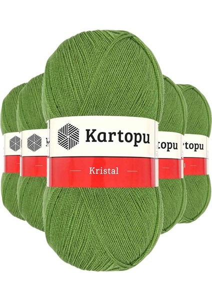 5 Adet Kristal Çift Katlı El Örgü Lif İpi Açık Yeşil K442