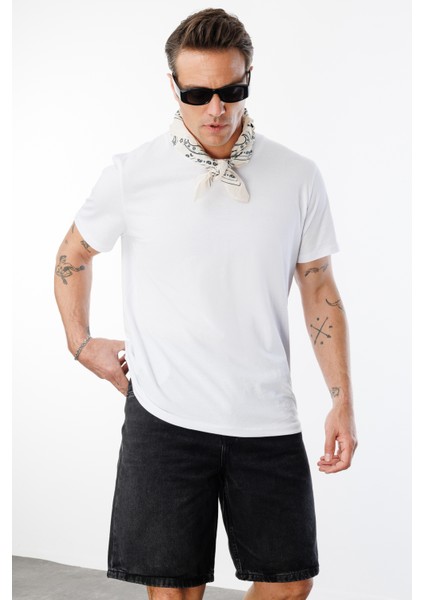 Erkek T-Shirt Pamuk Regular Fit Standart Kesim Bisiklet Yaka Basic Tişört Basıc-T-Shırt1